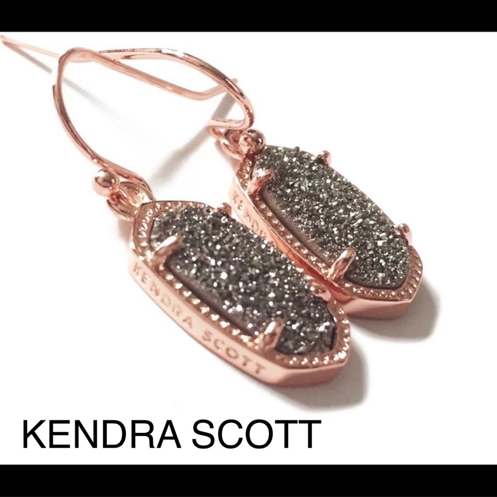 NWT Kendra Scott RARE & Retired Lee Earrings Rose Gold & Platinum Drusy Limited - Picture 16 of 16